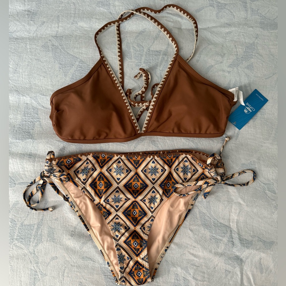 CUPSHE Brown and Tan Bikini Bottom, size M